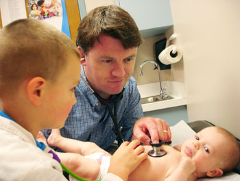 Dr. Bell with patients