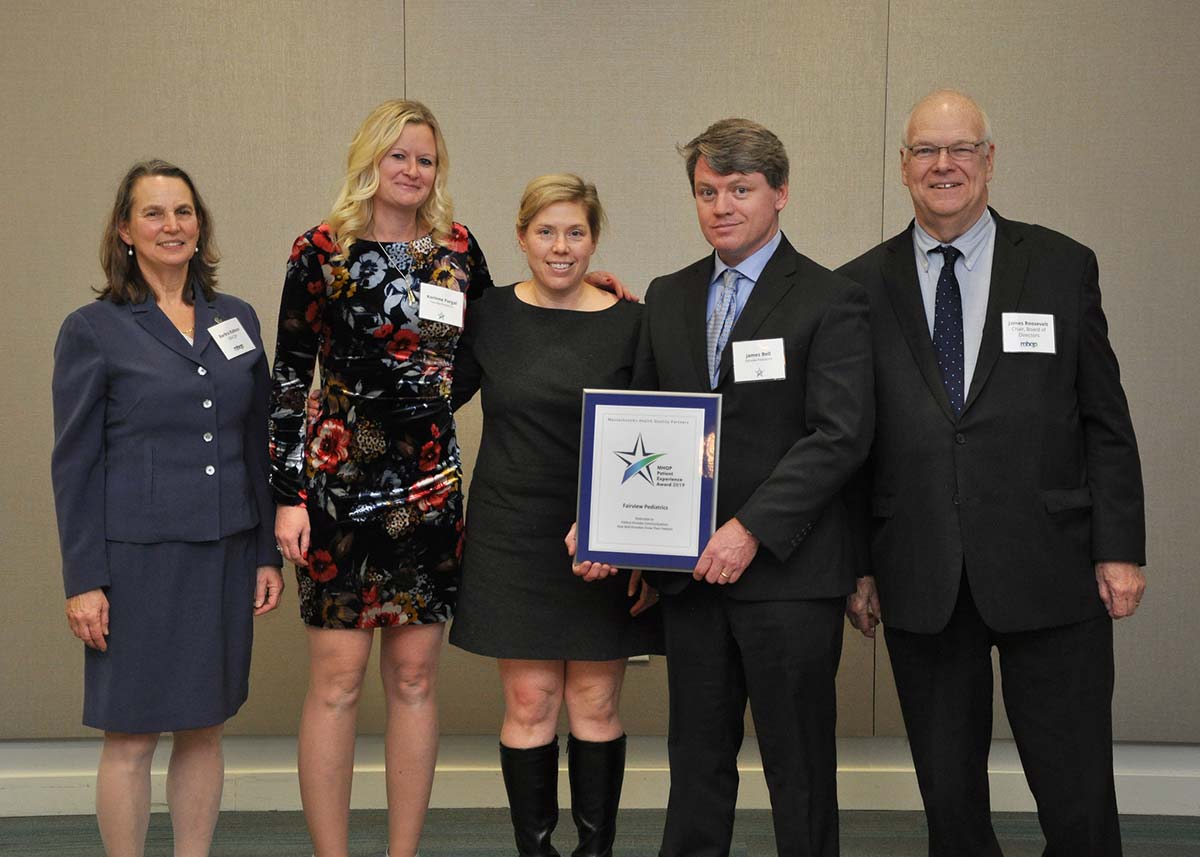Dr. James Bell, Dr. Amy Pelletier, and Korinne Furgal accept the MHQP Award